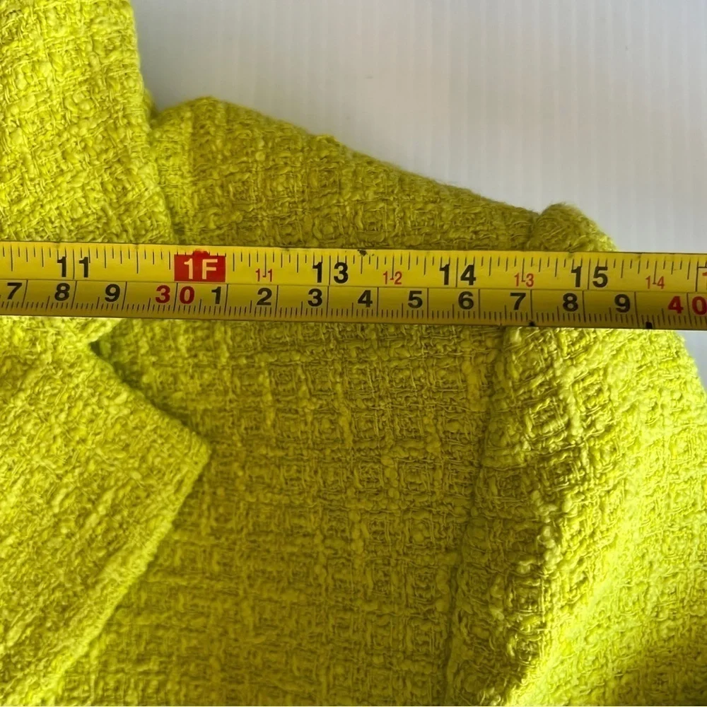 ZARA Women NEW TEXTURED WEAVE BLAZER LONG JACKET LIME GREEN S | 2813/469